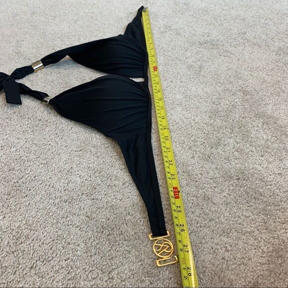 Victoria’s Secret Bombshell black bikini top Sz S ruched gold hardware🇨🇦 - Picture 6 of 8